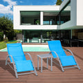 Outsunny 3 Pieces Patio Lounge Chair Set PE Rattan Wicker Beach Yard