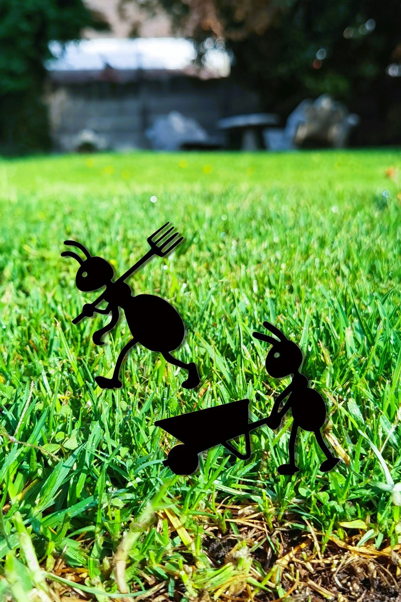Decorative Iron Ant Garden Stake - Outdoor Metal Yard Art For Lawn,