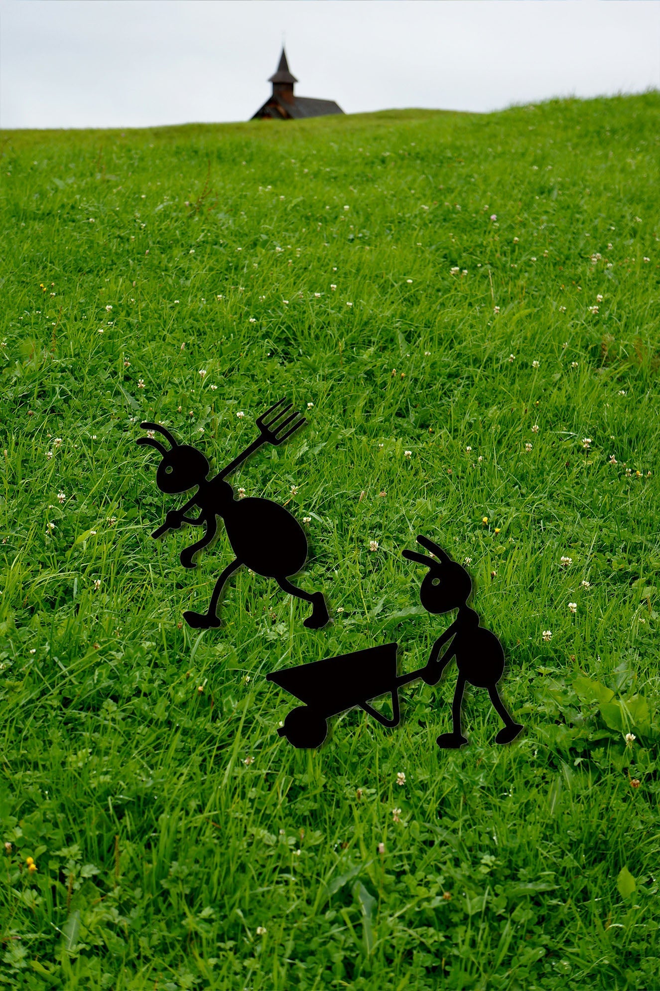 Decorative Iron Ant Garden Stake - Outdoor Metal Yard Art For Lawn,