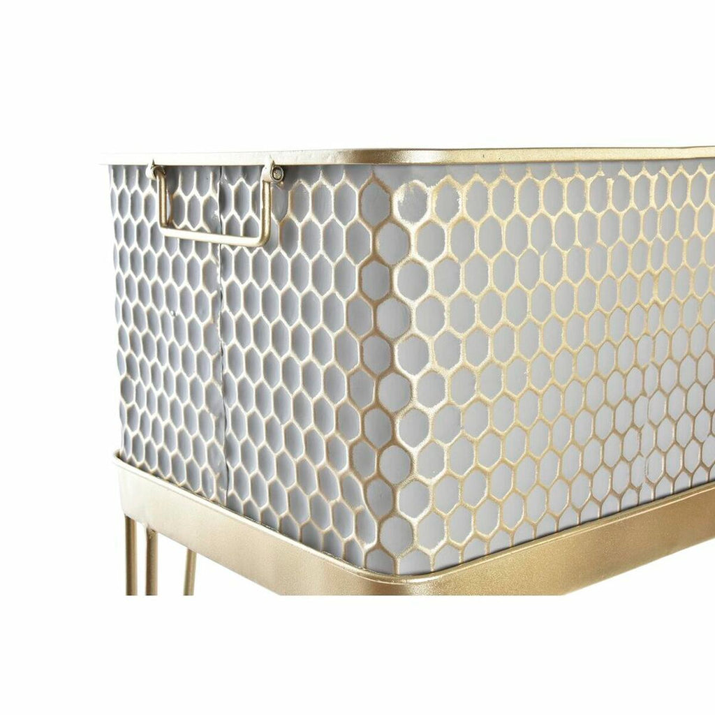 Set of planters DKD Home Decor Grey Golden Metal Arab (40,5 x 31 x 76