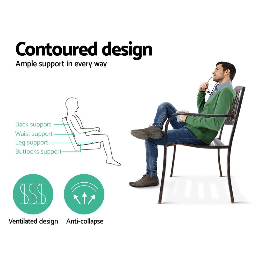 Gardeon Outdoor Garden Bench Seat Steel Outdoor Furniture 3 Seater