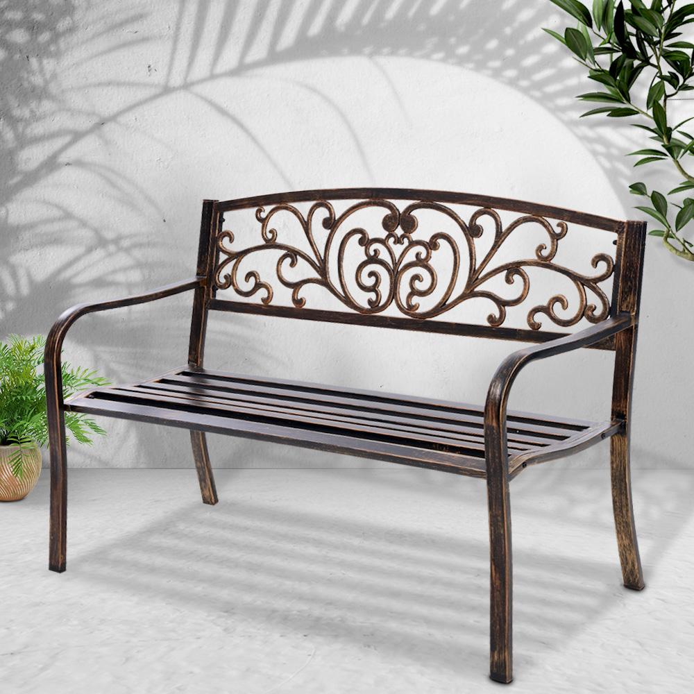 Gardeon Outdoor Garden Bench Seat Steel Outdoor Furniture 3 Seater