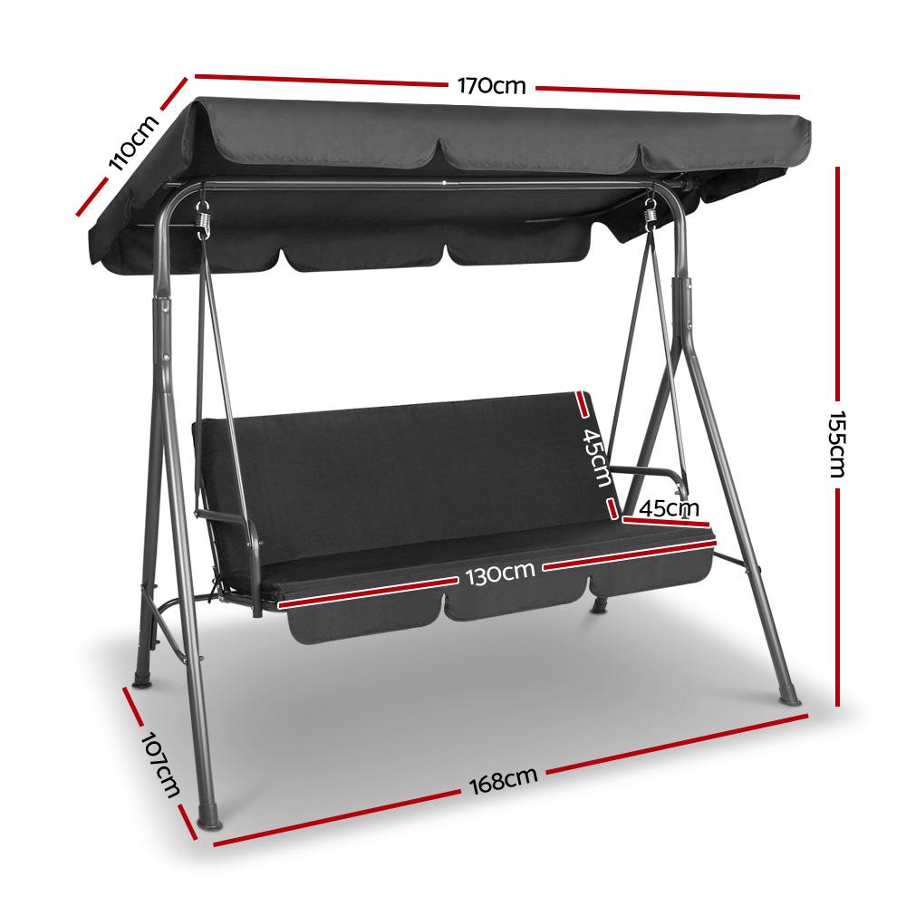 Gardeon Outdoor Swing Chair Garden Chair Bench Furniture Canopy 3