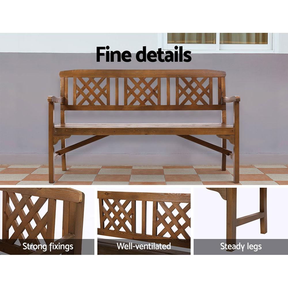 Gardeon Outdoor Garden Bench Wooden Chair 3 Seat Patio Furniture