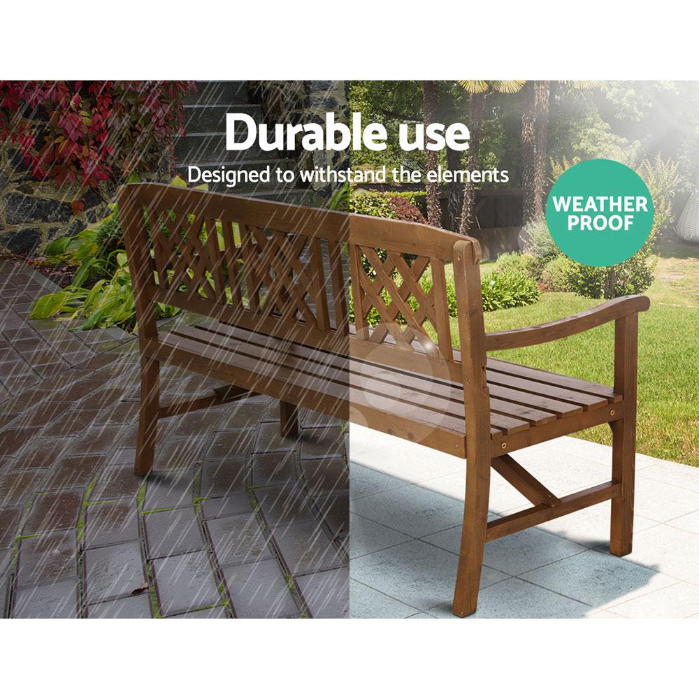 Gardeon Outdoor Garden Bench Wooden Chair 3 Seat Patio Furniture