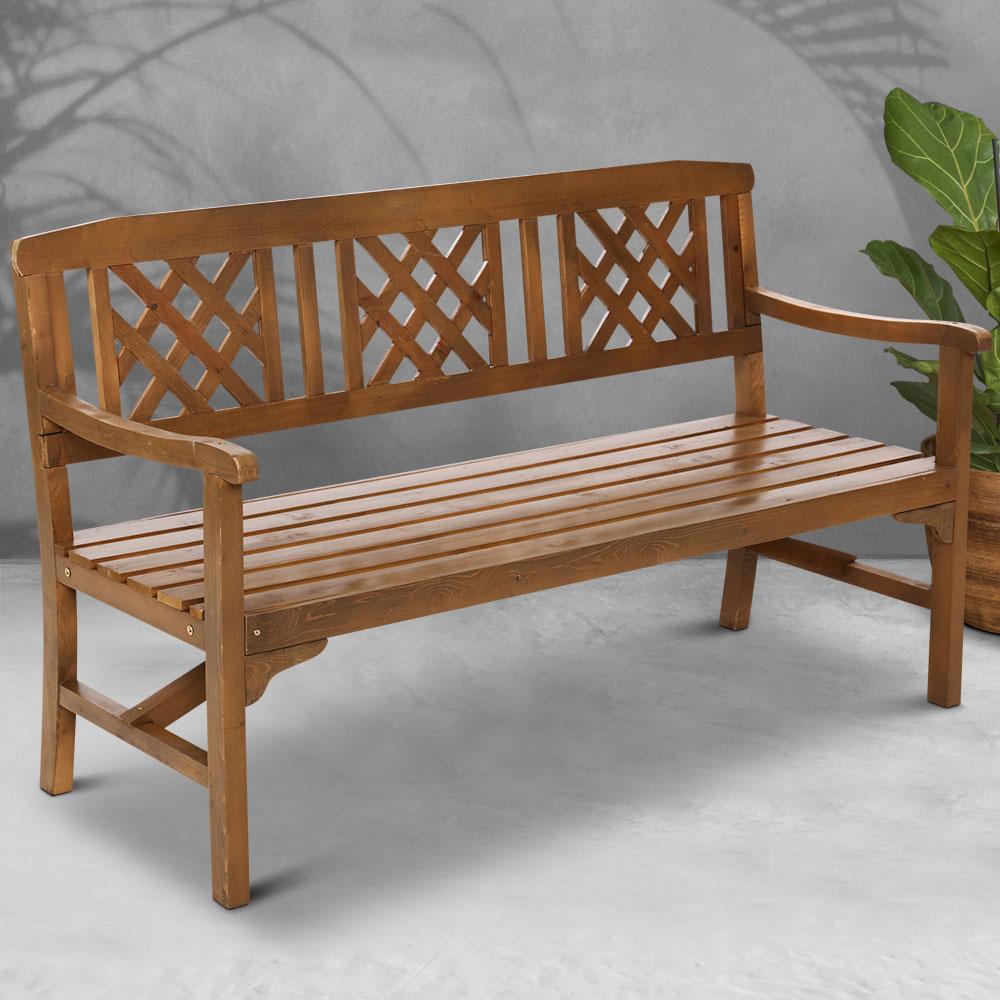 Gardeon Outdoor Garden Bench Wooden Chair 3 Seat Patio Furniture