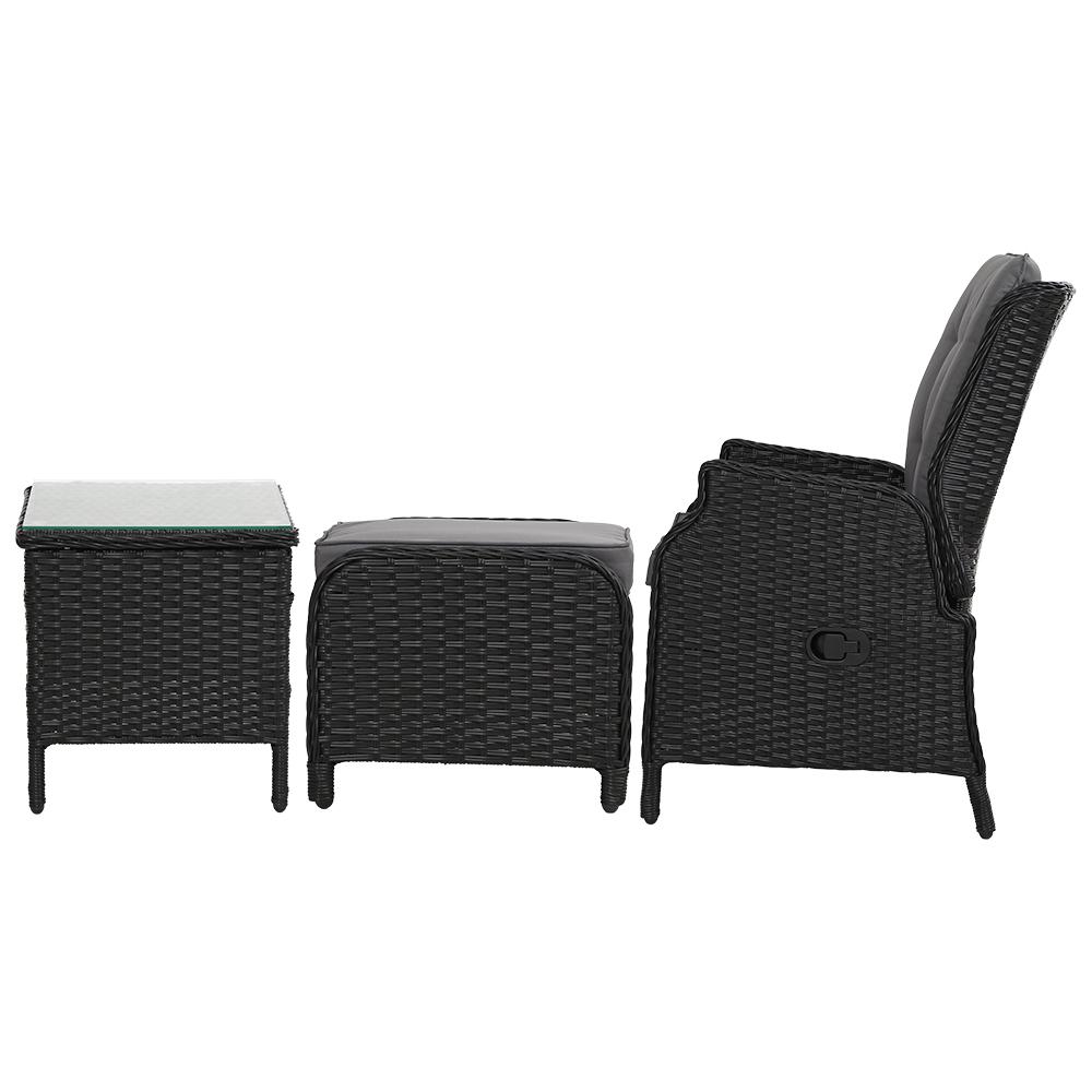 Gardeon 5PC Recliner Chairs Table Sun lounge Wicker Outdoor Furniture