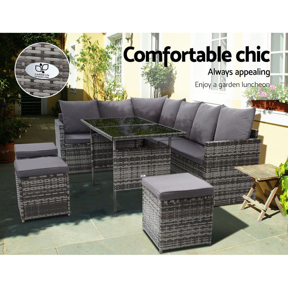 Gardeon Outdoor Furniture Dining Setting Sofa Set Lounge Wicker 9