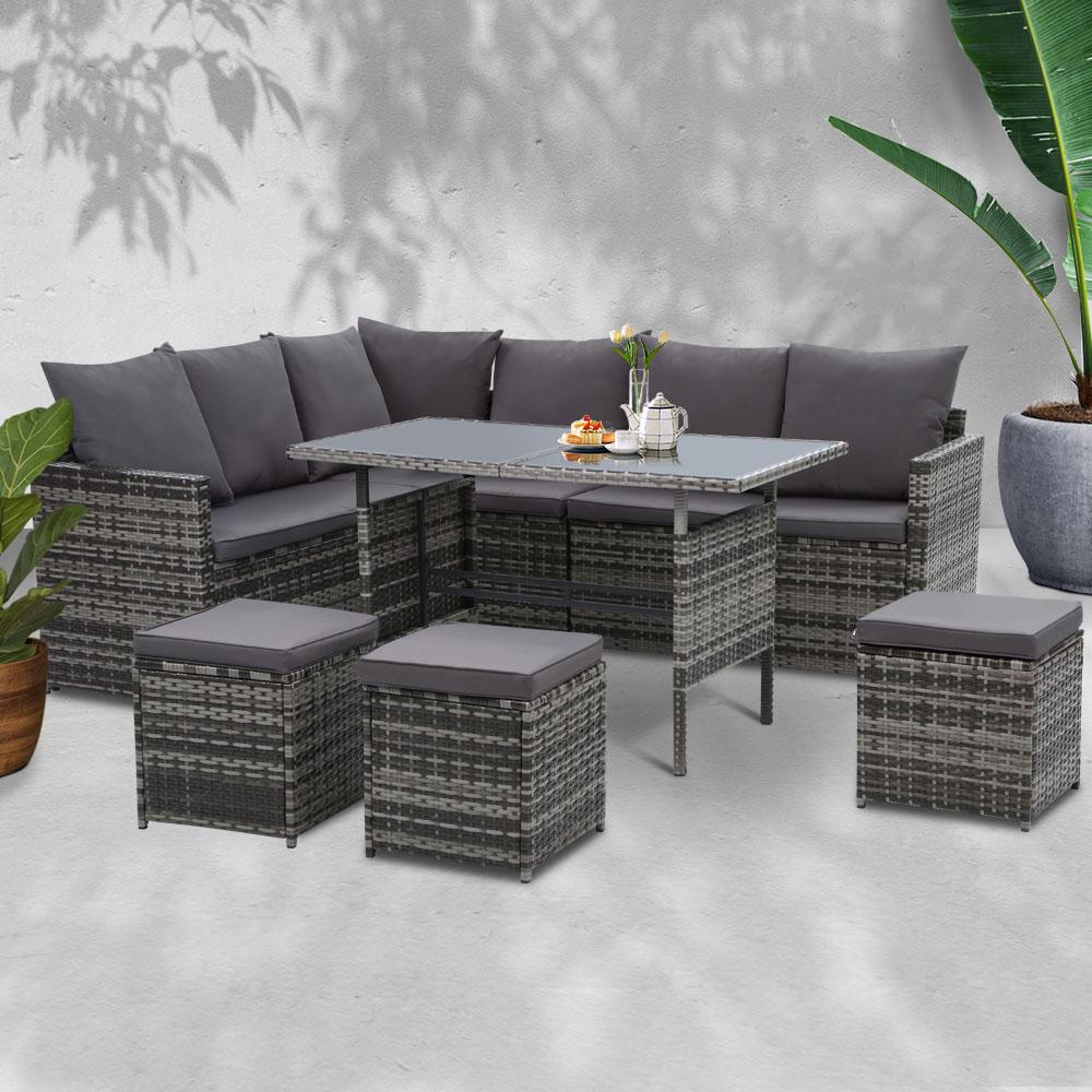 Gardeon Outdoor Furniture Dining Setting Sofa Set Lounge Wicker 9