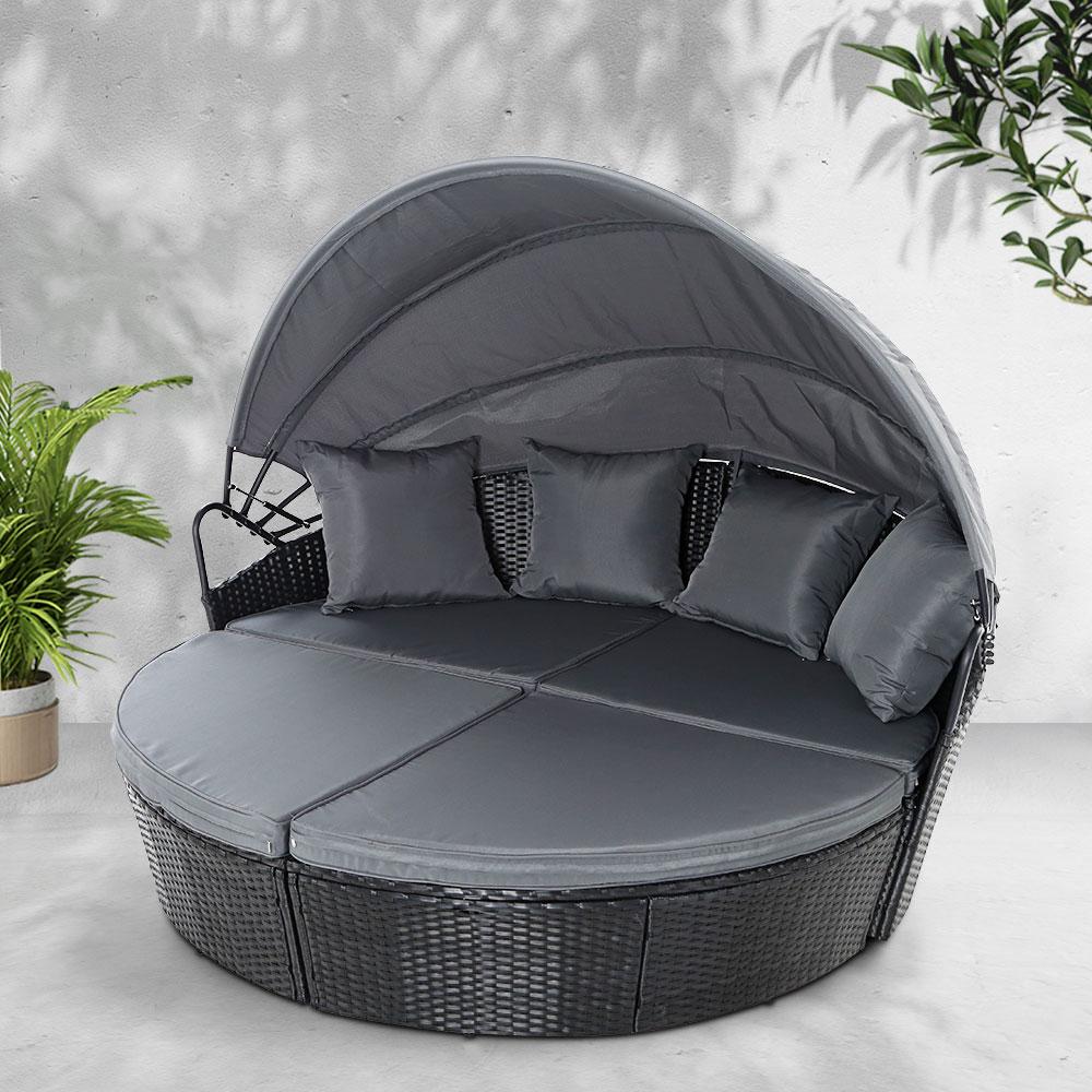 Gardeon Sun Lounge Setting Wicker Lounger Day Bed Outdoor Furniture