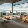 Outdoor Patio Leisure Sofa Wooden Garden Water Proof Rattan Teak Sofa Set Furniture