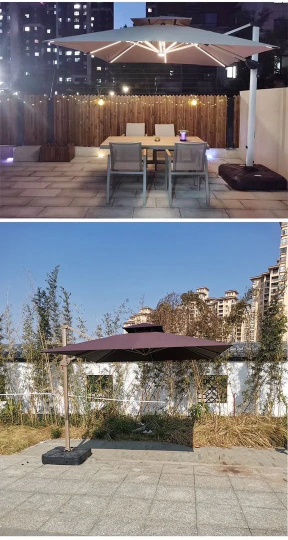Outdoor Patio Umbrella Garden Balcony Villa Open-air Stall LED Large Solar Roman Umbrella