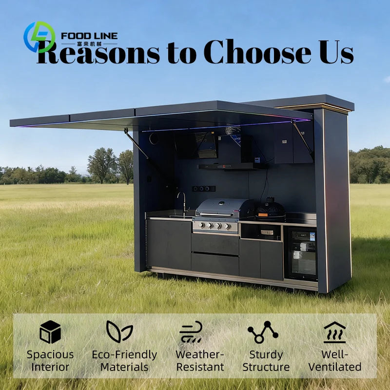 Customized Design Modern Outdoor Kitchen With Bbq Grill Farmhouse Courtyard Gathering Party