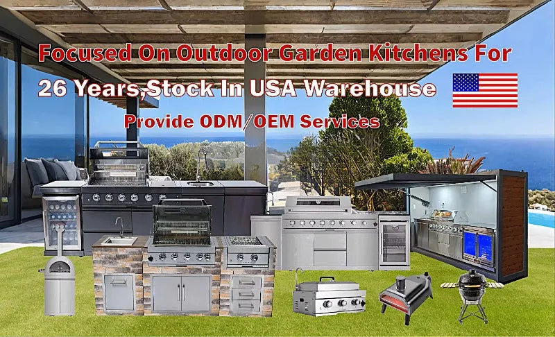 Customized Design Modern Outdoor Kitchen With Bbq Grill Farmhouse Courtyard Gathering Party