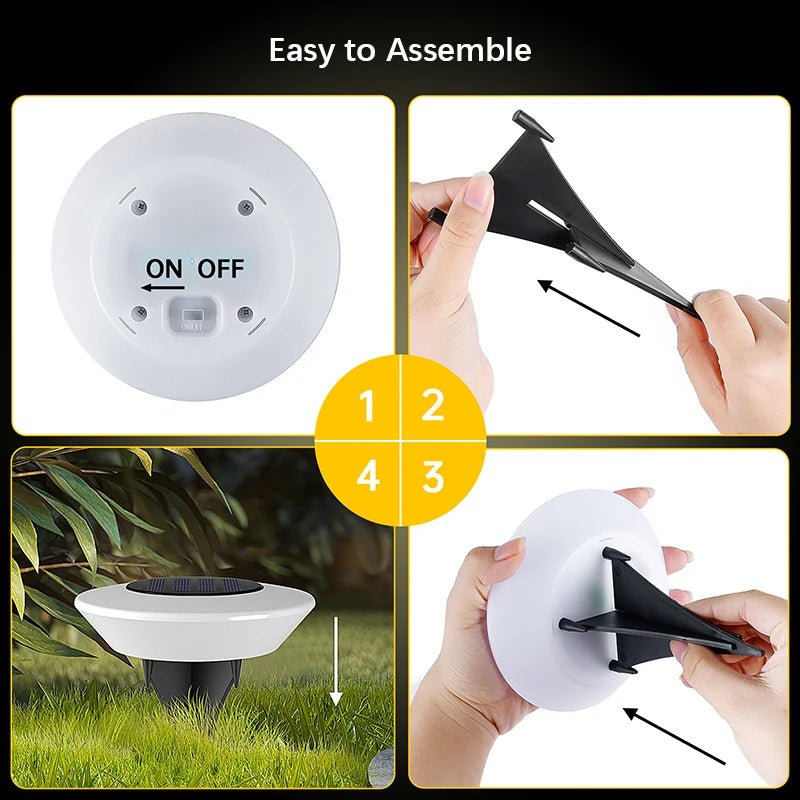 1/4Pack Solar Ground Lights,14LED Waterproof Outdoor Landscape Light,
