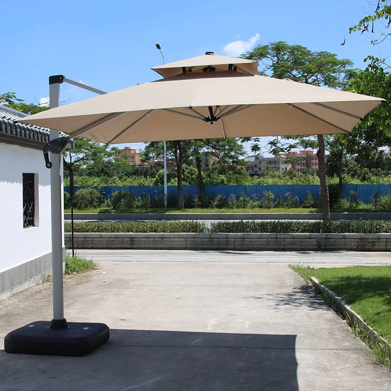 Outdoor Patio Umbrella Garden Balcony Villa Open-air Stall LED Large Solar Roman Umbrella