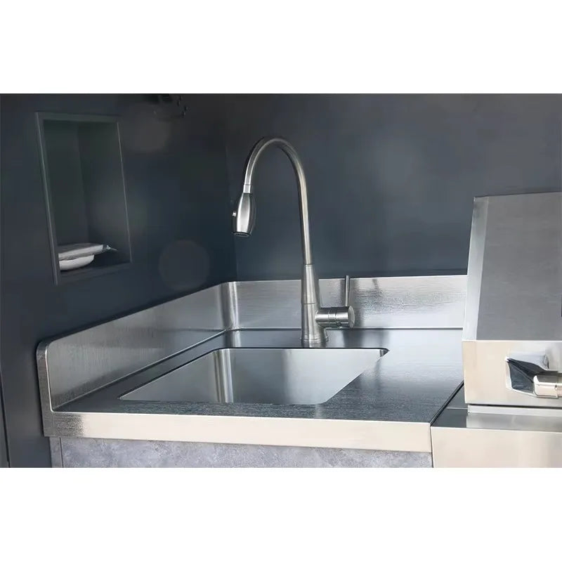 Custom Modern Outdoor Kitchen for Furniture Pool House with Stainless Steel Kitchen Cabinet for Gas BBQ Grill with Shed