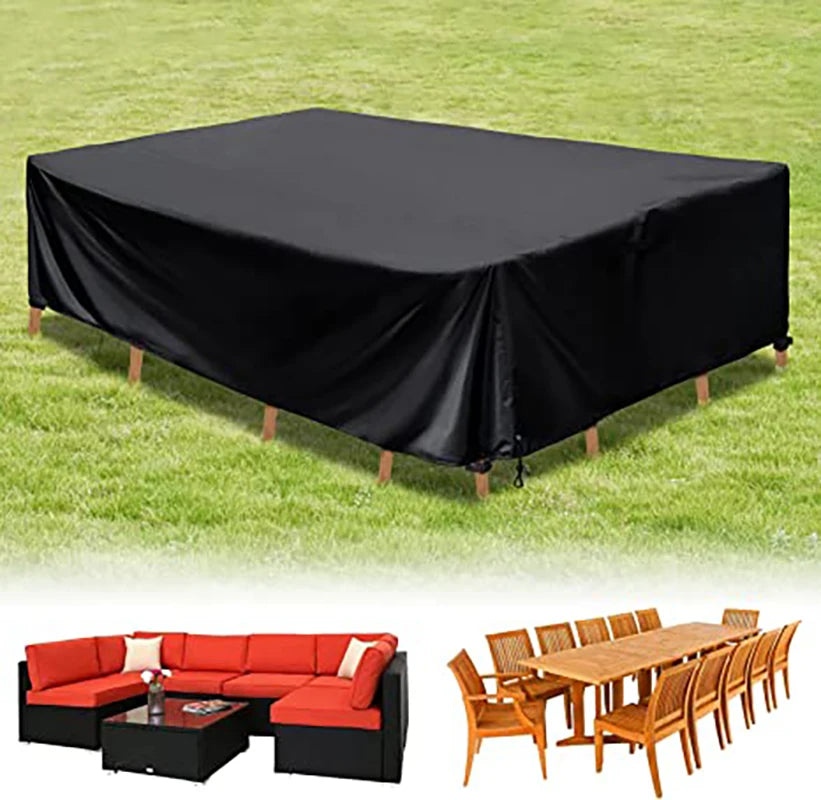 Outdoor furniture dust cover, 210D Oxford cloth, black silver sofa cover, waterproof cover, outdoor patio furniture cover