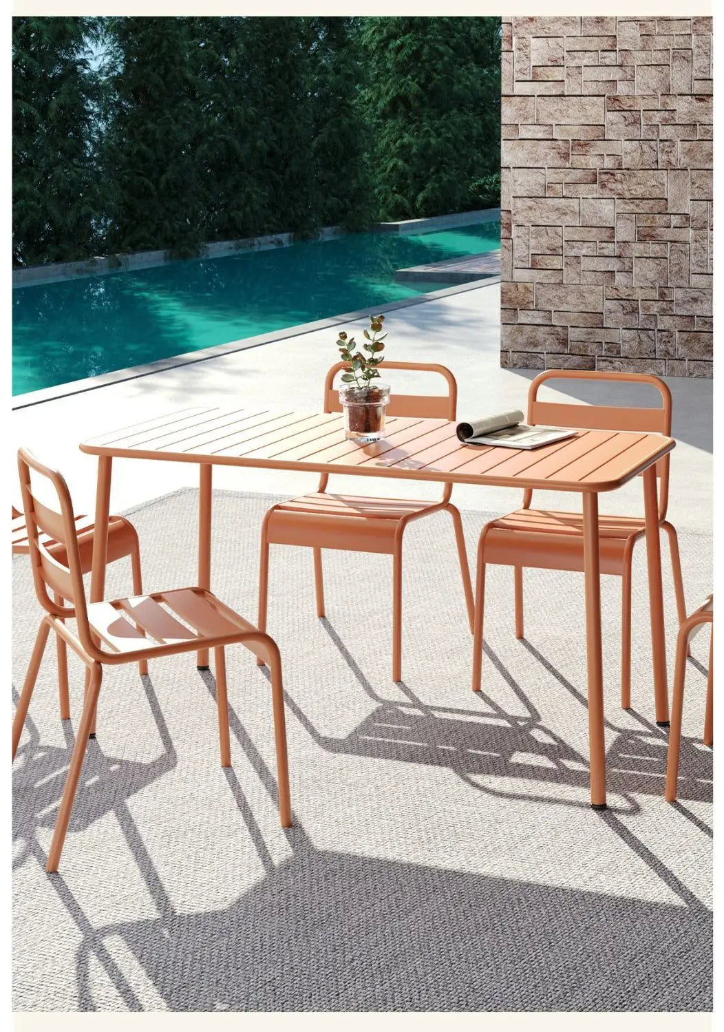 Long table dining table Outdoor indoor waterproof Villa courtyard Balcony leisure Simple garden waterproof desk table