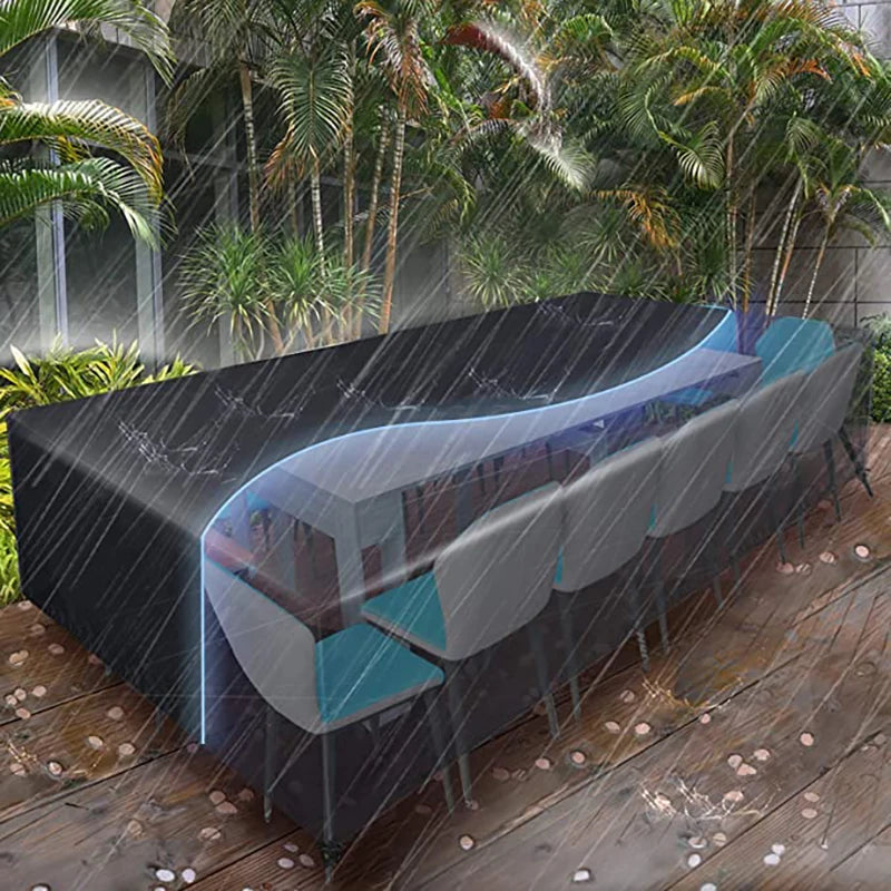 Outdoor furniture dust cover, 210D Oxford cloth, black silver sofa cover, waterproof cover, outdoor patio furniture cover