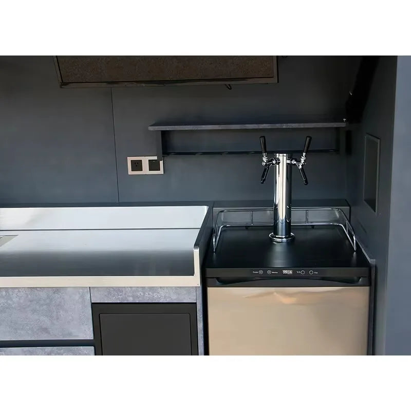 Custom Modern Outdoor Kitchen for Furniture Pool House with Stainless Steel Kitchen Cabinet for Gas BBQ Grill with Shed