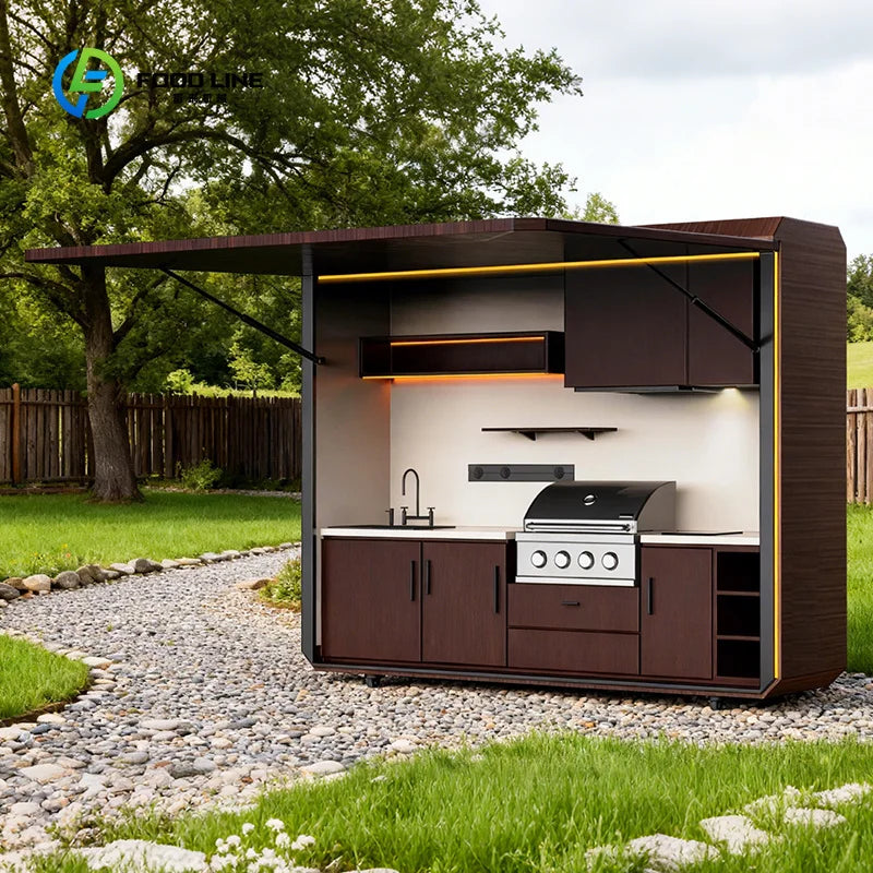 Customized Design Modern Outdoor Kitchen With Bbq Grill Farmhouse Courtyard Gathering Party