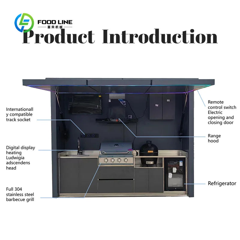 Customized Design Modern Outdoor Kitchen With Bbq Grill Farmhouse Courtyard Gathering Party