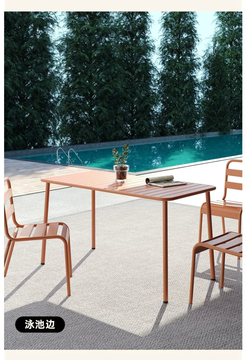 Long table dining table Outdoor indoor waterproof Villa courtyard Balcony leisure Simple garden waterproof desk table