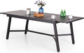 Outdoor Dining Expandable Table,Adjustable Outdoor Inclined Leg Rectangle Table for 6-8 Person Lawn,Garden,Black Metal Frame