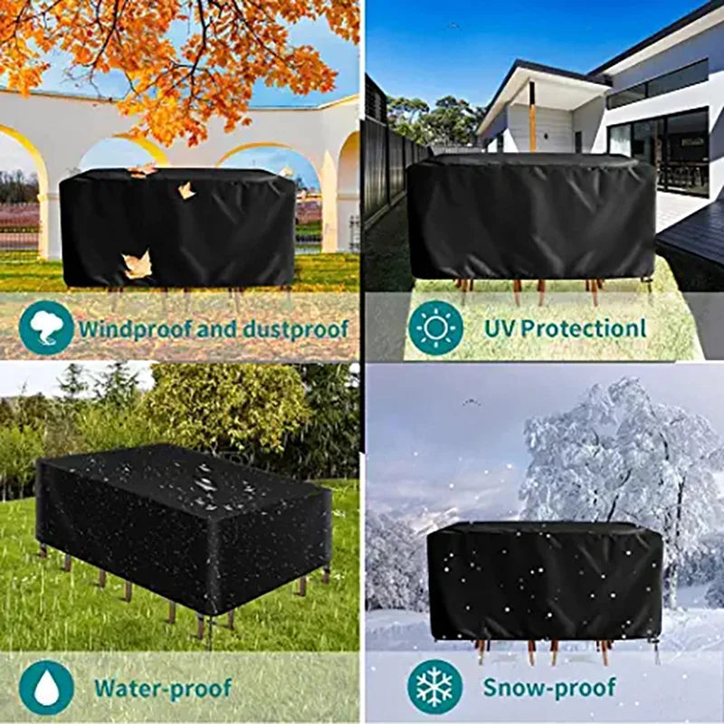 Outdoor furniture dust cover, 210D Oxford cloth, black silver sofa cover, waterproof cover, outdoor patio furniture cover
