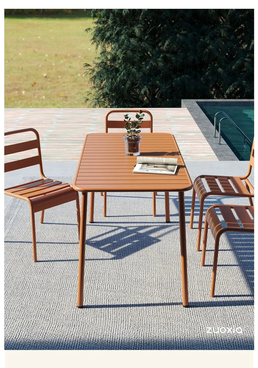 Long table dining table Outdoor indoor waterproof Villa courtyard Balcony leisure Simple garden waterproof desk table