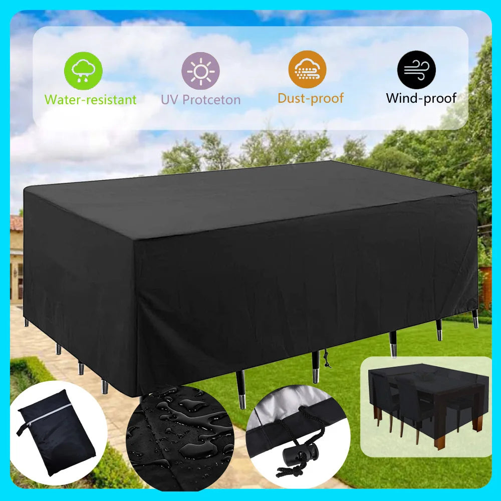 Outdoor furniture dust cover, 210D Oxford cloth, black silver sofa cover, waterproof cover, outdoor patio furniture cover