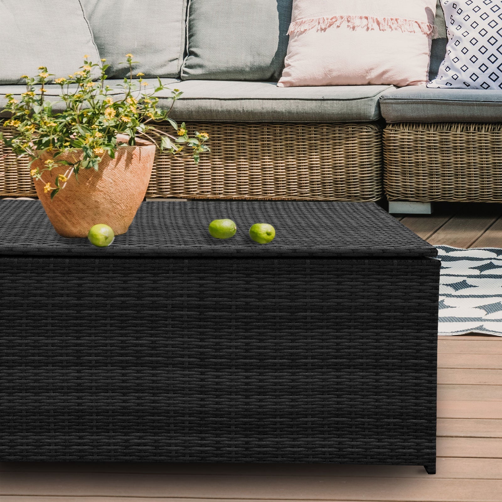 Arcadia Furniture Outdoor Rattan Storage Box Garden Toy Tools Shed UV