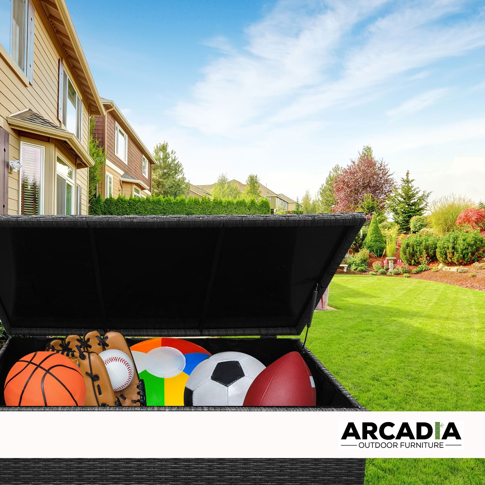 Arcadia Furniture Outdoor Rattan Storage Box Garden Toy Tools Shed UV